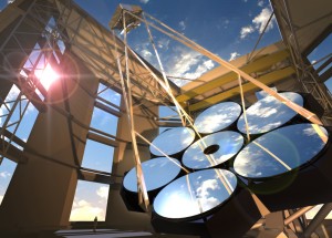 Artist's rendering of the Giant Magellan Telescope. (Artwork by Todd Mason, courtesy of Carnegie Observatories)