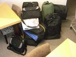 Packed and repacked, every inch of luggage space has been used for critical supplies. (Photo by Hugh Shockey)