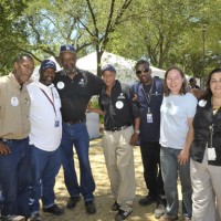 From left, Grey Thomas (OFEO), Matthew Young (OFEO), Nathaniel Jennings (OFEO), Gregory Burnett (OFEO), Anthony Dessaso (OFEO), Leigh Sue (Air and Space) and Christina DiMeglio (Affiliates).