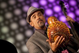 John Santos, renowned jazz percussionist, is an expert of Afro-Latino music and is known for his innovative use of traditional forms and instruments in combination with contemporary music. He has performed, recorded and studied with some of the masters of Afro-Latin Jazz such as Cachao, Dizzy Gillespie, Tito Puente, Bebo Valdés, Lázaro Ros, Armando Peraza and Eddie Palmieri. Photo credit: Tom Ehrlich, courtesy of John Santos. 