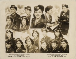 International Sweethearts of Rhythm in USO uniforms, New York, 1945, prior to tour of France and occupied Germany, July 1945 – January 1946 Photo credit: International Sweethearts of Rhythm Collection, Courtesy of the Archives Center, National Museum of American History, Smithsonian Institution. 