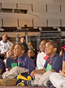 Children ages three through eight enjoy a presentation by the Discovery Theater as part of the early childhood education program at the National Mall building. (Photo by Eric Long)