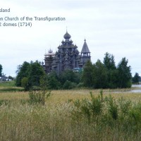 Kizhi Island, a UNESCO World Heritage site; wooden Church of the Transfiguration with 22 domes (1714)