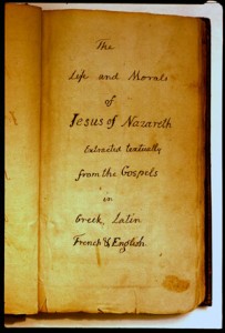 The Smithsonian’s National Museum of American History is performing a specialized conservation treatment to ensure the long-term preservation of Thomas Jefferson’s bible, a small handmade book that provides an intimate view of Jefferson’s private religious and moral philosophy and acquired by the Smithsonian in 1895. (Photo by Hugh Talman)