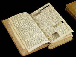 This source Bible shows how precisely Jefferson cut passages to paste in his compendium. (Photo by Hugh Talman)