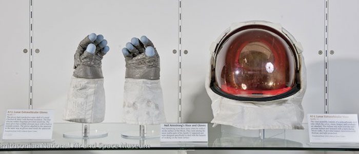 Neil Armstrong’s gloves and visor go on display