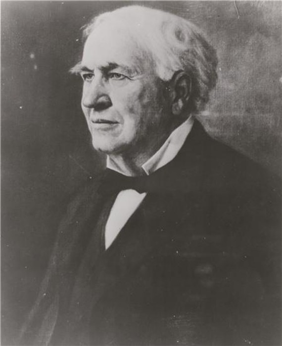 Portrait of Thomas Alva Edison (1847-1931), ca. 1920s, the American inventor, scientist, and businessman. He developed many devices that greatly influenced life around the world, including the phonograph, the motion picture camera, and a long-lasting, practical electric light bulb. In addition, he created the world's first industrial research laboratory. Edison is most famously known for his invention of the electric light bulb. (Original photograher unknown, archival photograph by Mark Avino)