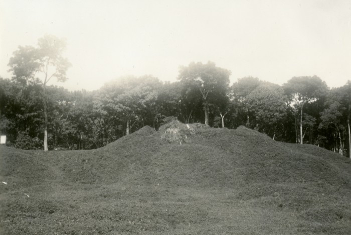 Mayan mounds at an archaeological site in Quirigua, Guatemala