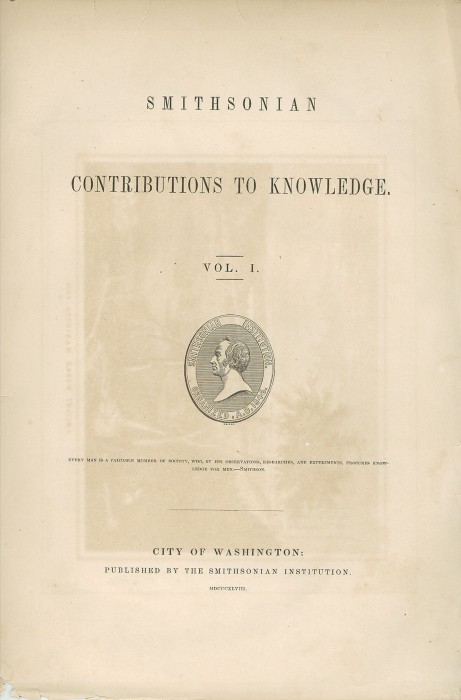 The first volume of Smithsonian Contributions to Knowledge.