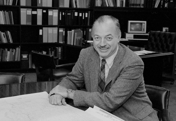 Ninth Secretary of the Smithsonian Institution (1984-1994) Robert McCormick Adams in 1984. (Photo by Richard Hoffmeister, as featured in the Torch, October 1993)