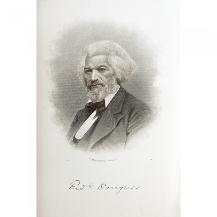 Fronstpiece of the "The Life and Times of Frederick Douglass, as Written by Himself," via the Collection of 19th-Century African American Literature, Anacostia Community Museum Archives, Smithsonian Institution 