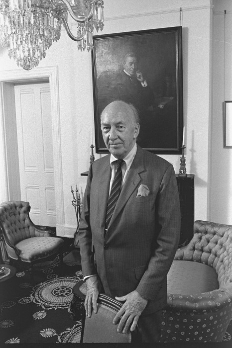 S. Dillon Ripley, eighth Smithsonian Secretary (1964-1984), standing in the Secretary's Parlor in the Smithsonian Institution Building, 1978. (Photo by Charles Phillips)