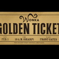 Golden ticket from "Willy Wonka and the Chocolate Factory"