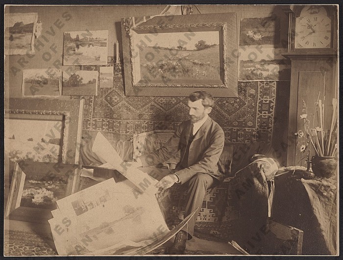 Arthur Wesley Dow in his studio, c. 1900