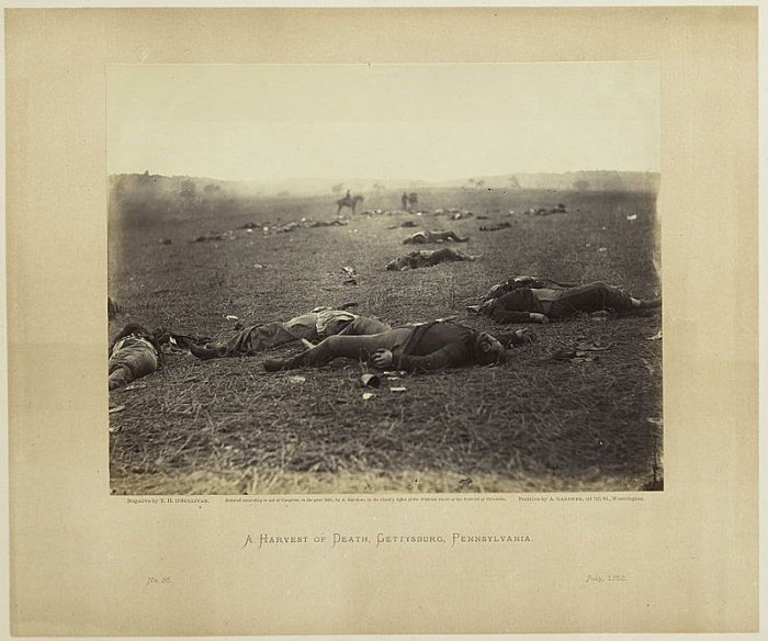 "A Harvest of Death," Gettysburg, Pennsylvania, from "Gardner's Photographic Sketchbook of the War."