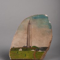 A painted fragment from the Washington Monument's cornerstone