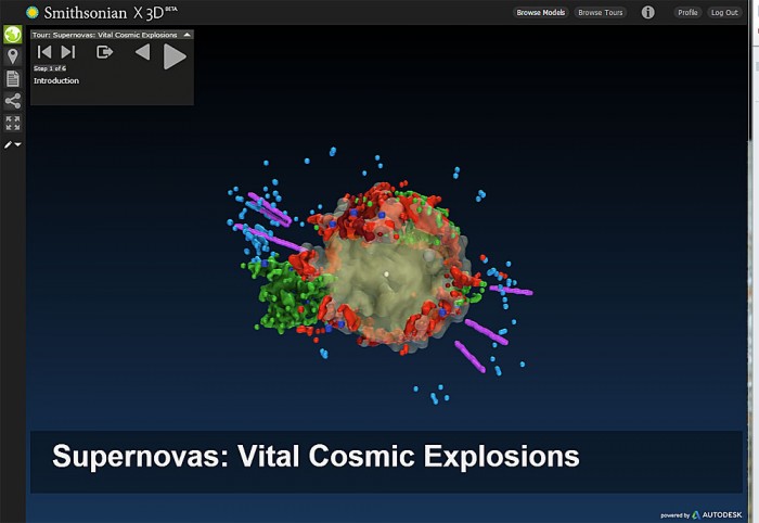Screenshot from Smithsonian X 3D of a supernova remnant.