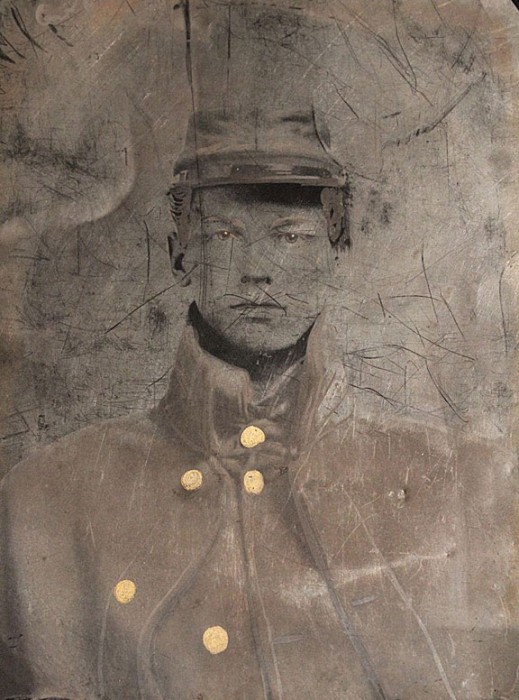 Tintype of Union soldier Vidal Thom 
