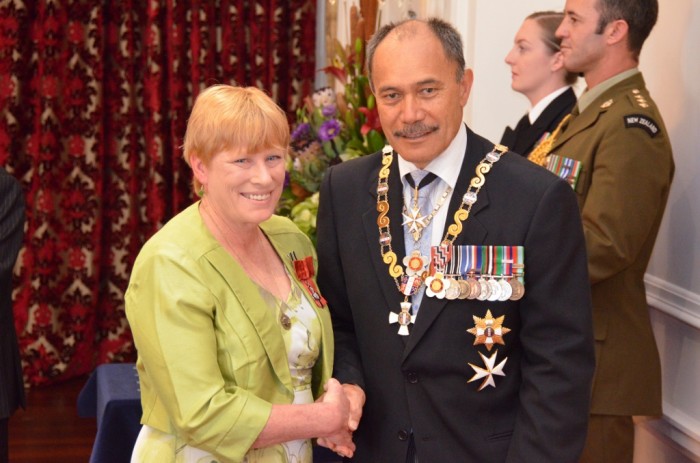 Kathleen Brader with the Governor-General of New Zealand, Te Kawana Tianara o Aotearoa