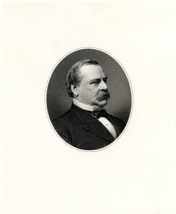 Engraving of Grover Cleveland (1837-1908), President of the United States, 1885-1889, 1893-1897