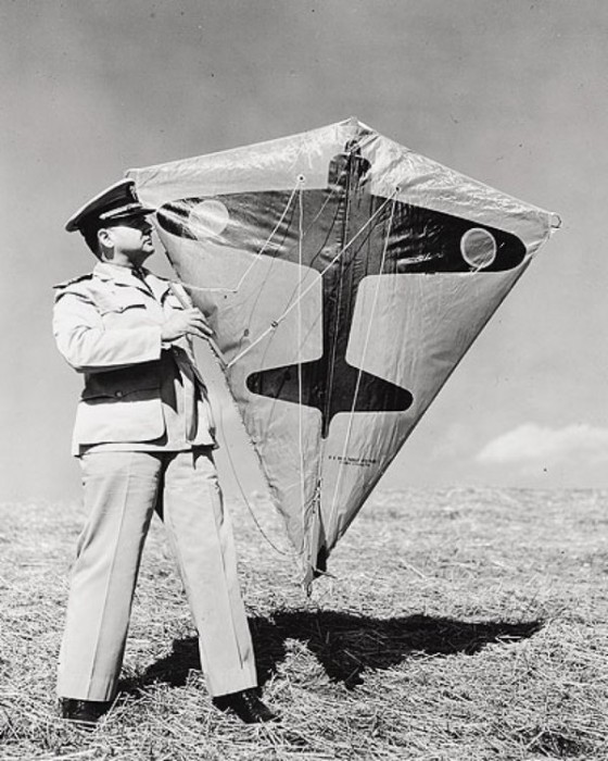 During World War II, Navy Commander Paul Garber developed a target kite (bearing the silhouette of a Japanese aircraft) for U.S. Navy ship-to-air gunnery practice. 