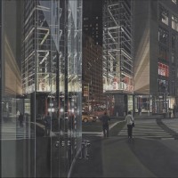 Richard Estes, Columbus Circle at Night, 2010, oil on canvas, Colby College Museum of Art, The Lunder Collection. © Richard Estes, courtesy Marlborough Gallery, New York