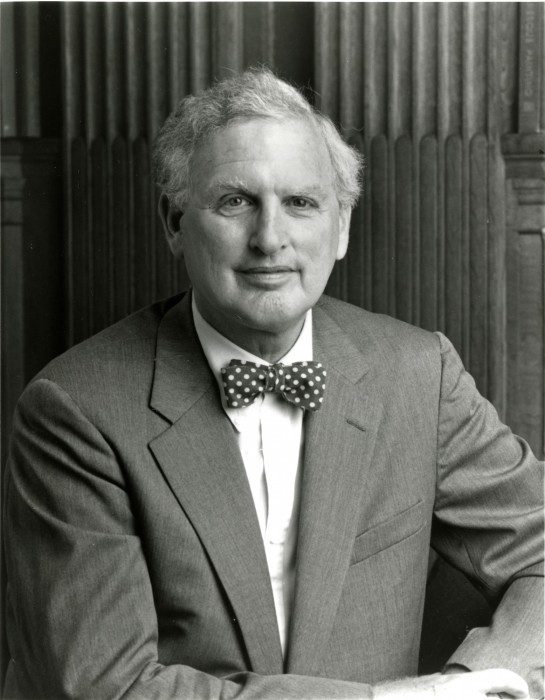 Ira Michael Heyman, tenth Secretary of the Smithsonian Institution, seated, was elected at the May 25, 1994, meeting of the Board of Regents. Heyman, a lawyer, was counselor to Secretary of the Interior Bruce Babbitt. He also served as deputy assistant for policy at the Department of the Interior. He is best-known for his 10-year term (1980-1990) as chancellor of the University of California at Berkeley. (Photographer unknown, as featured in the Torch July, 1994)