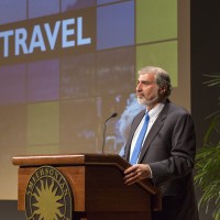 Richard Kurin, Under Secretary for History, Art, and Culture, describes the Secretary's peripatetic travels to the Smithsonian's far-flung outposts around the world. (Photo by Michael Barnes)