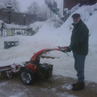 Wayne Clough, from Douglas, Georgia, operates a snowblower in the aftermath of Snowmageddon in 2010.