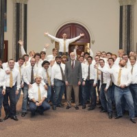 The Georgia Tech Glee Club made a surprise appearance at the reception for Secretary Clough. Dr. Clough was president of Georgia Tech for 14 years before coming to the Smithsonian. (Photo by Eric Long)