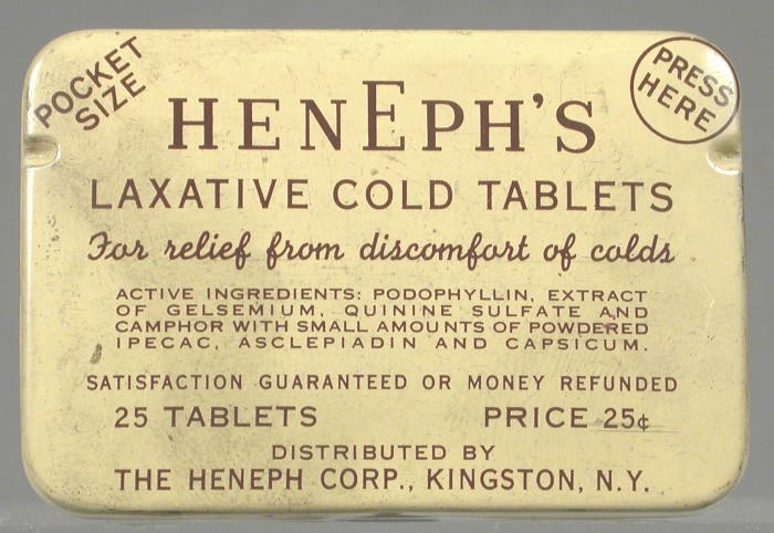 Henphe's Laxative cold tablets