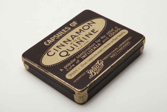 Patent medicine capsules of cinnamon and quinine