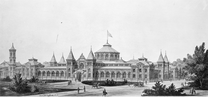 1878 architectural drawing of the Arts & Industries Building