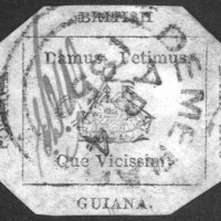 1856 British Guiana One-Cent Magenta photograph using an infrared filter