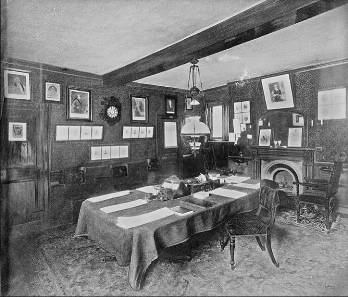 James Smithson's room at Pembroke College, Oxford University in 1894. Photographer unknown, via Smithsonian Institution Archives,