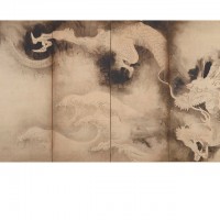 Dragons and Clouds (Unryū-zu). Tawaraya Sōtatsu; Japan, Edo period, 1590-1640; Pair of screens (six panel); ink and pink tint on paper; H x W: 171.5 x 374.3 cm (67 1/2 x 147 3/8 in); Gift of Charles Lang Freer, F1905.229-230; Freer Gallery of Art, Smithsonian