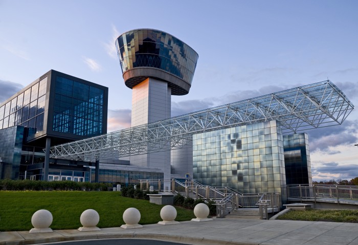 The Steven F. Udvar-Hazy Center near Washington Dulles International Airport is the companion facility to the Museum on the National Mall. The building opened in December, 2003, and provides enough space for the Smithsonian to display the thousands of aviation and space artifacts that cannot be exhibited on the National Mall. The two sites together showcase the largest collection of aviation and space artifacts in the world. (Image by Dane Penland, National Air and Space Museum, Smithsonian Institution)