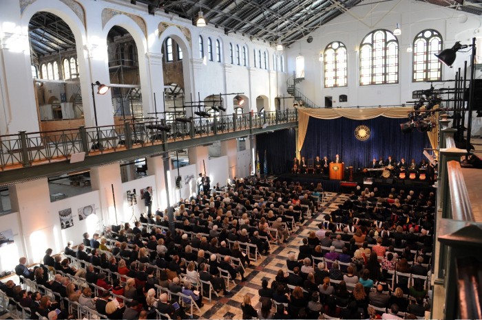 Staff and invited guests filled the historic Arts and Industries Building for the installation of Dr. David Skorton as 13th Secretary, Oct. 19, 2015. (Photo By Joyce Boghosian)