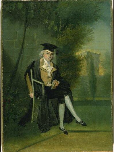 A young James Smithson, dressed in Oxford regalia, by James Roberts, ca. 1786