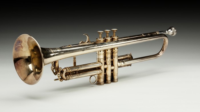 A trumpet once owned by jazz great Louis Armstrong, part of the collections of the Smithsonian's National museum of African American history and Culture.