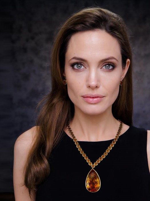 Angelina Jolie Pitt has donated an exceptional citrine necklace from her Style of Jolie collection to the National Gem Collection. (Photo by RP Studio)