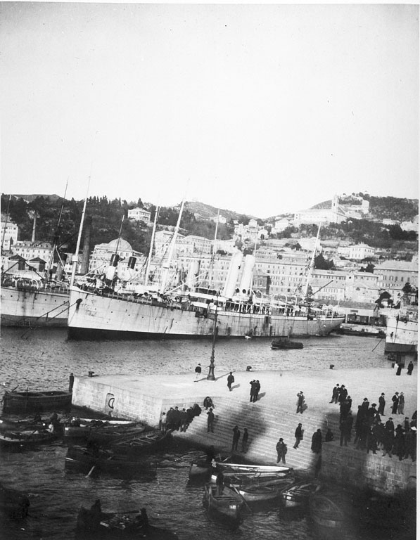 Black and white photo of steamship