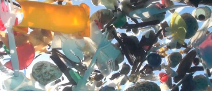 plastic debris floating in ocean