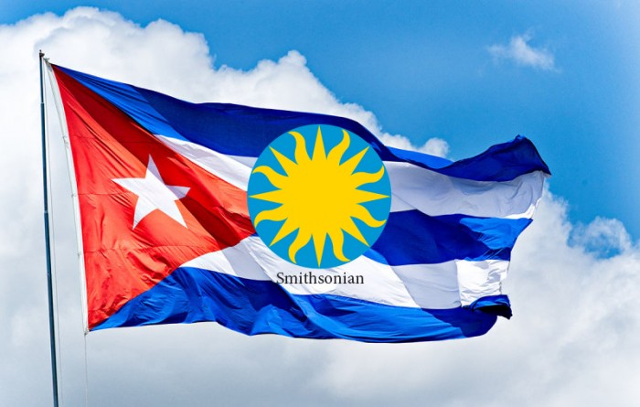 Cuban Flag with superimposed Smithsonian logo