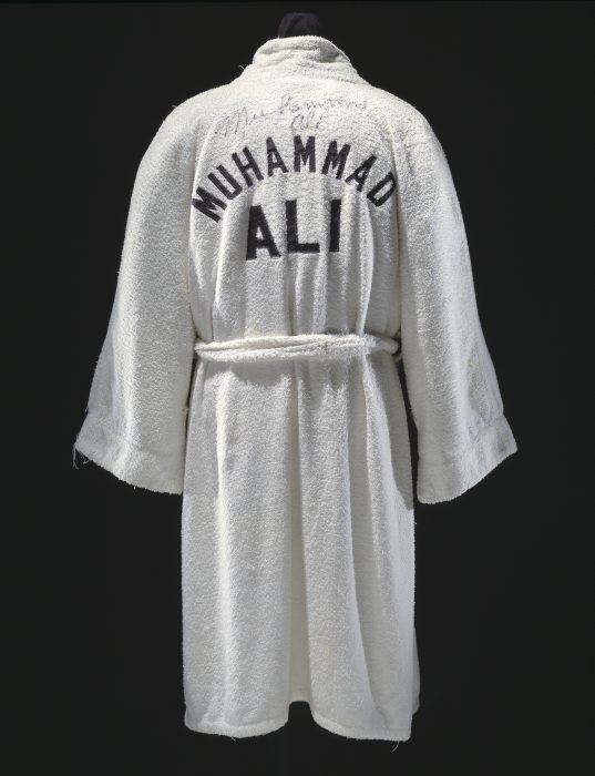 Autographed white terry cloth robe