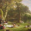 Romantic painting of picnickers and