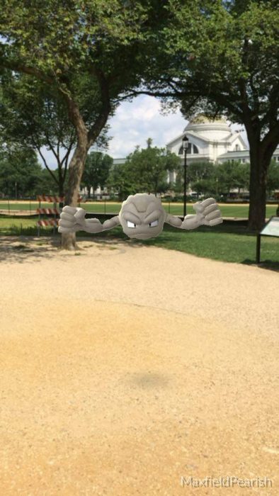 Screen shot from augmented reality game Pokemon Go