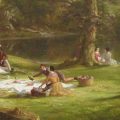 Cropped version of painting The Picnic by Thomas Cole