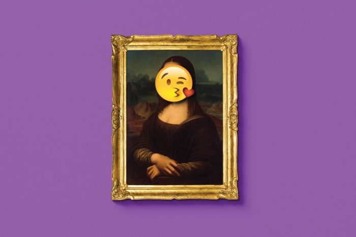 Composite image of the Mona Lisa with an emoji