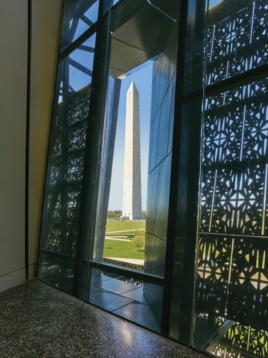 The Wahsington Monument seen from inside the Museum